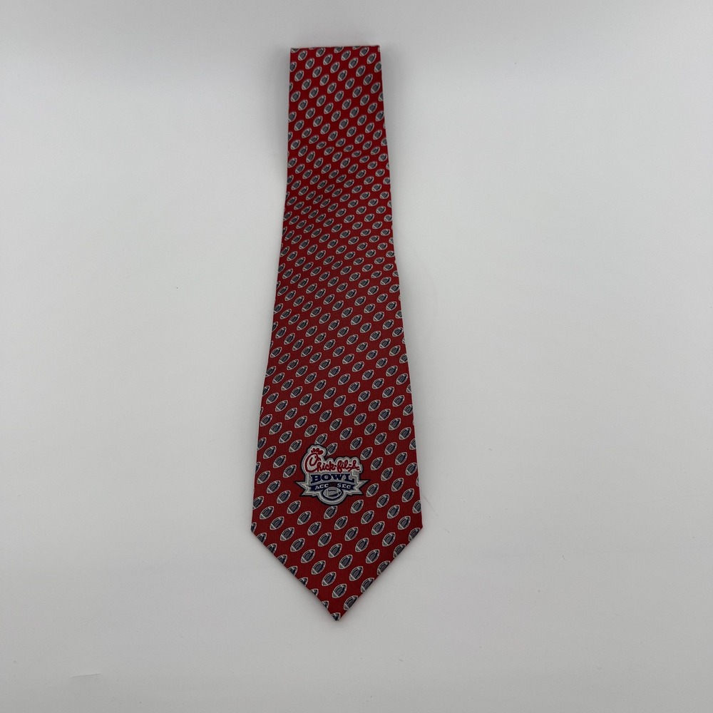 Team Style Chick-fil-A Bowl Football Silk Tie Red ACC SEC NCAA College Sports